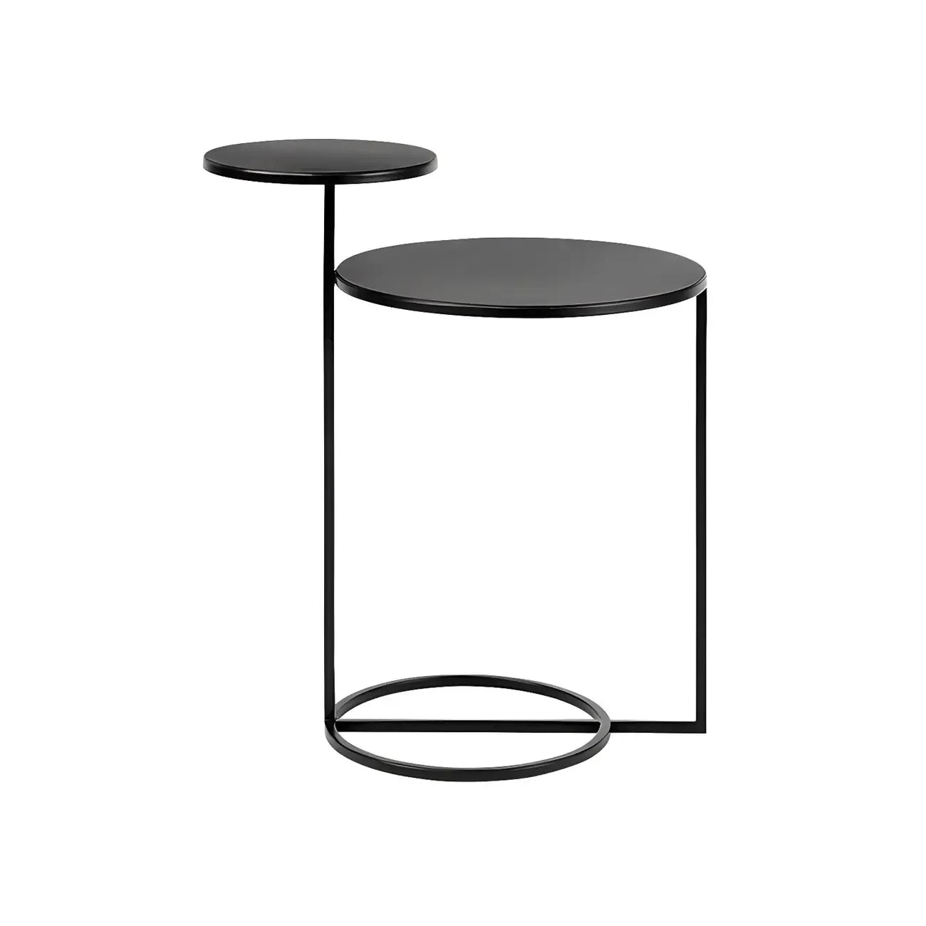 Table de chevet ronde minimaliste en métal à 2 niveaux
