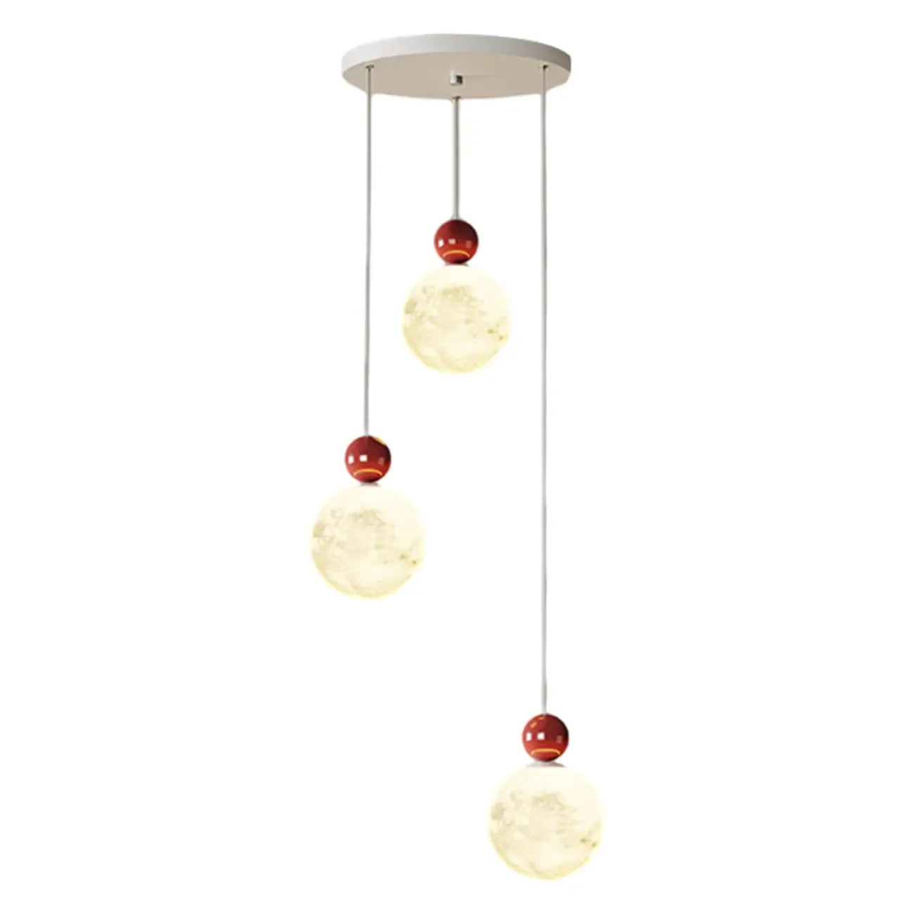 Suspension ronde design en forme de lune avec détails perlés pour la décoration intérieure