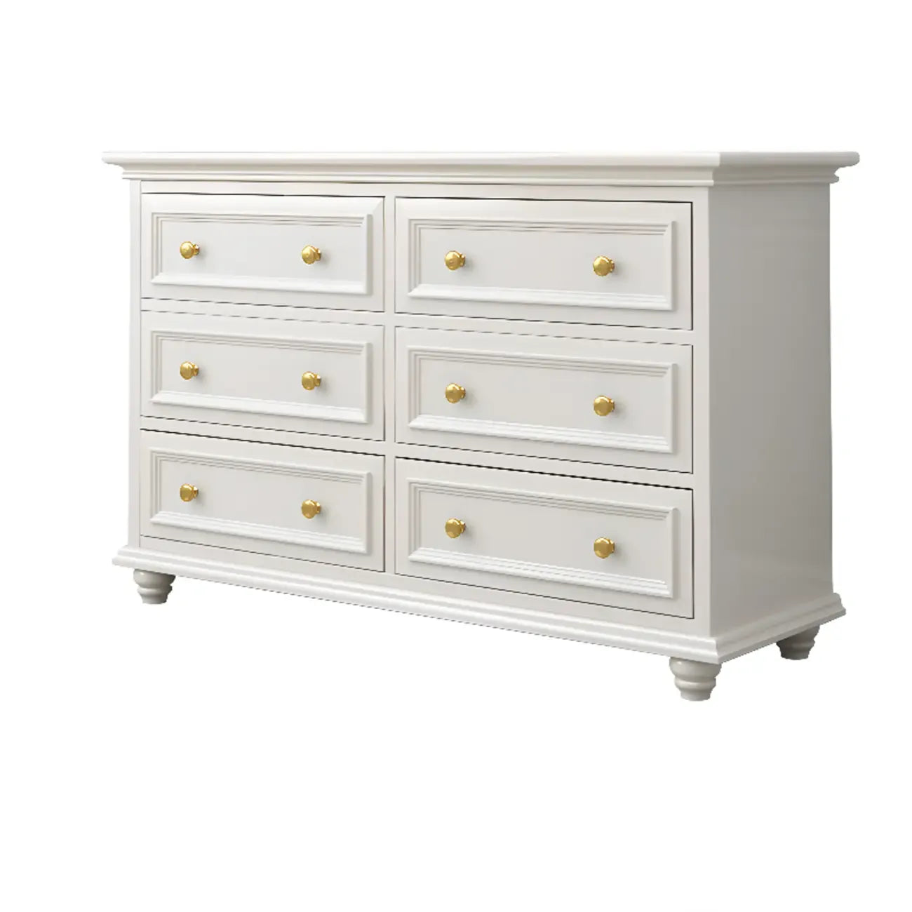 Commode de célibataire en bois blanc de qualité supérieure avec poignée dorée