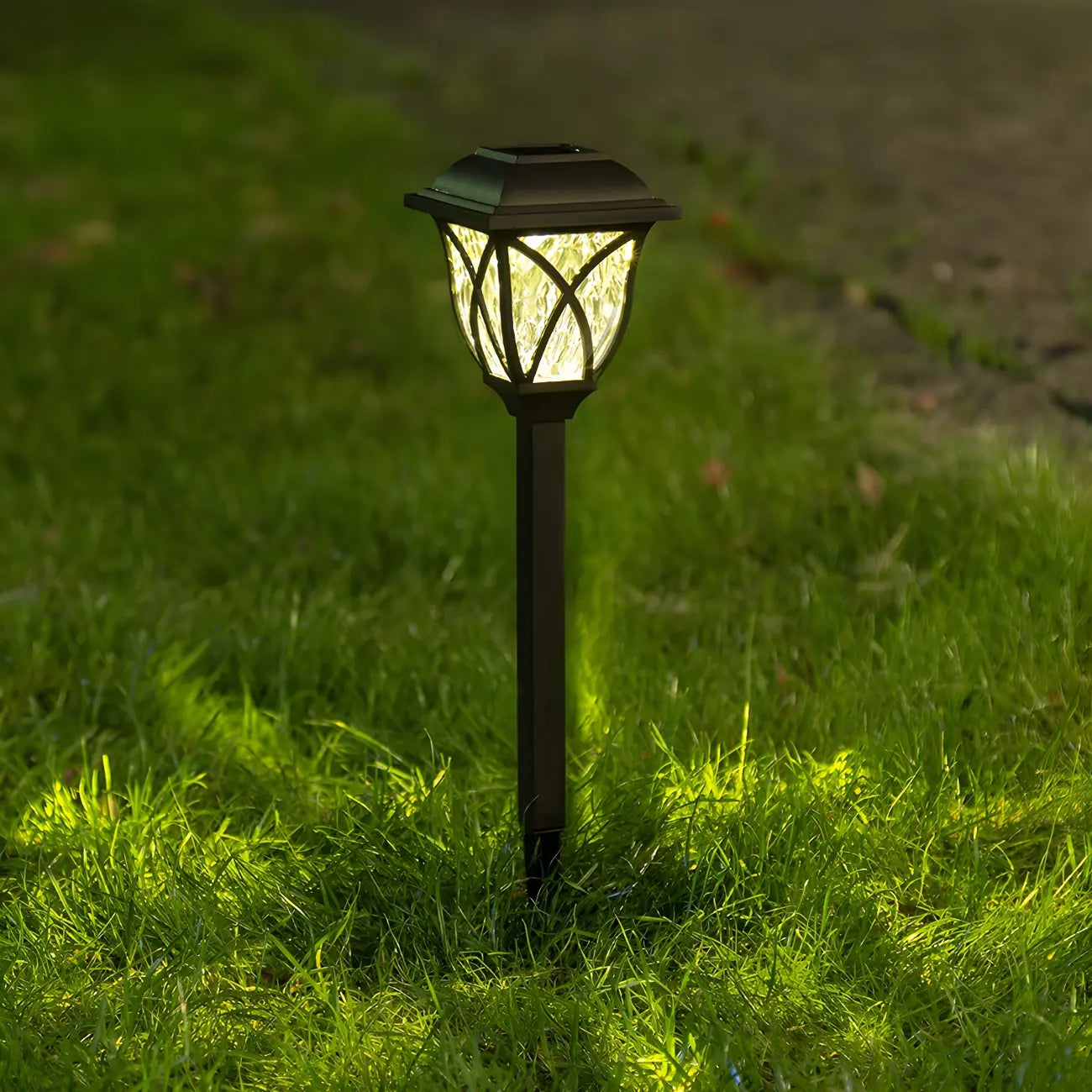 Borne lumineuse solaire LED artistique d'extérieur pour allée de jardin