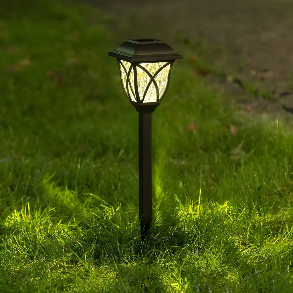 Borne lumineuse solaire LED artistique d'extérieur pour allée de jardin