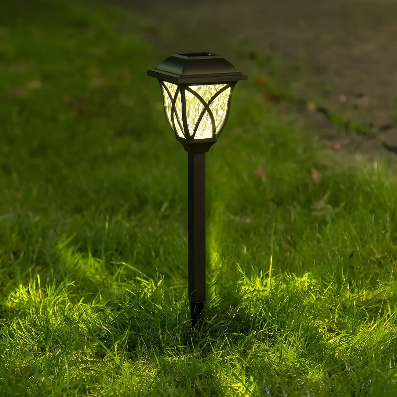 Borne lumineuse solaire LED artistique d'extérieur pour allée de jardin
