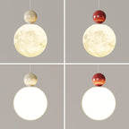 Suspension ronde design en forme de lune avec détails perlés pour la décoration intérieure