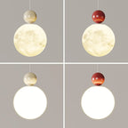 Suspension ronde design en forme de lune avec détails perlés pour la décoration intérieure