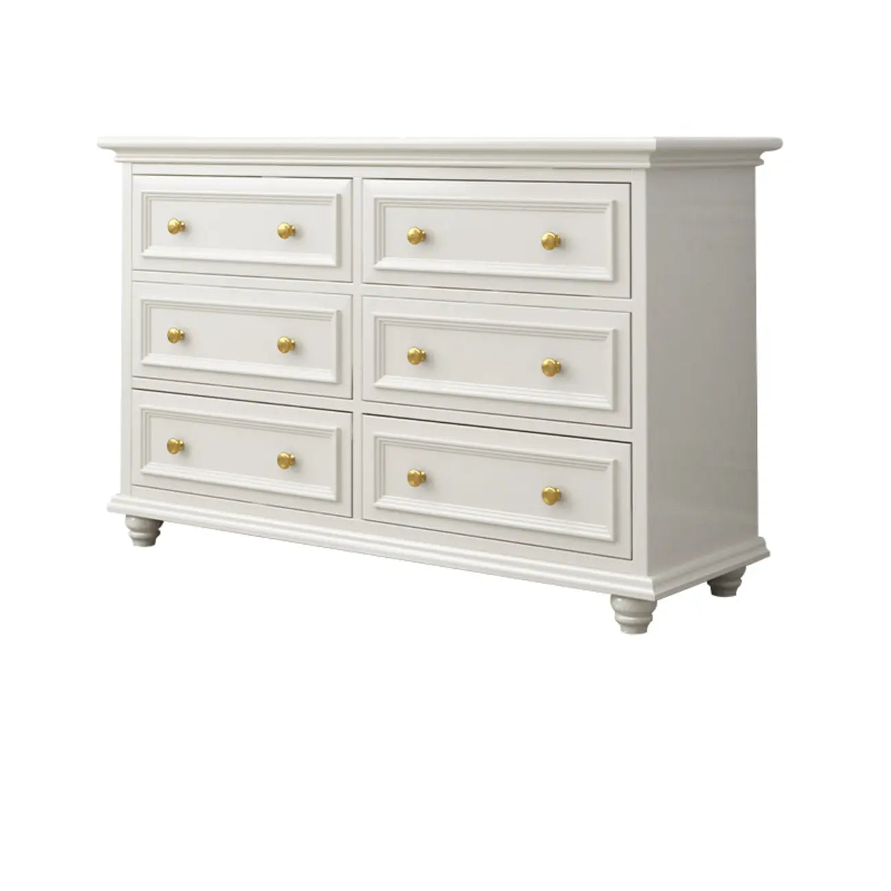 Commode de célibataire en bois blanc de qualité supérieure avec poignée dorée