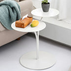 Table de chevet ronde minimaliste en métal à 2 niveaux