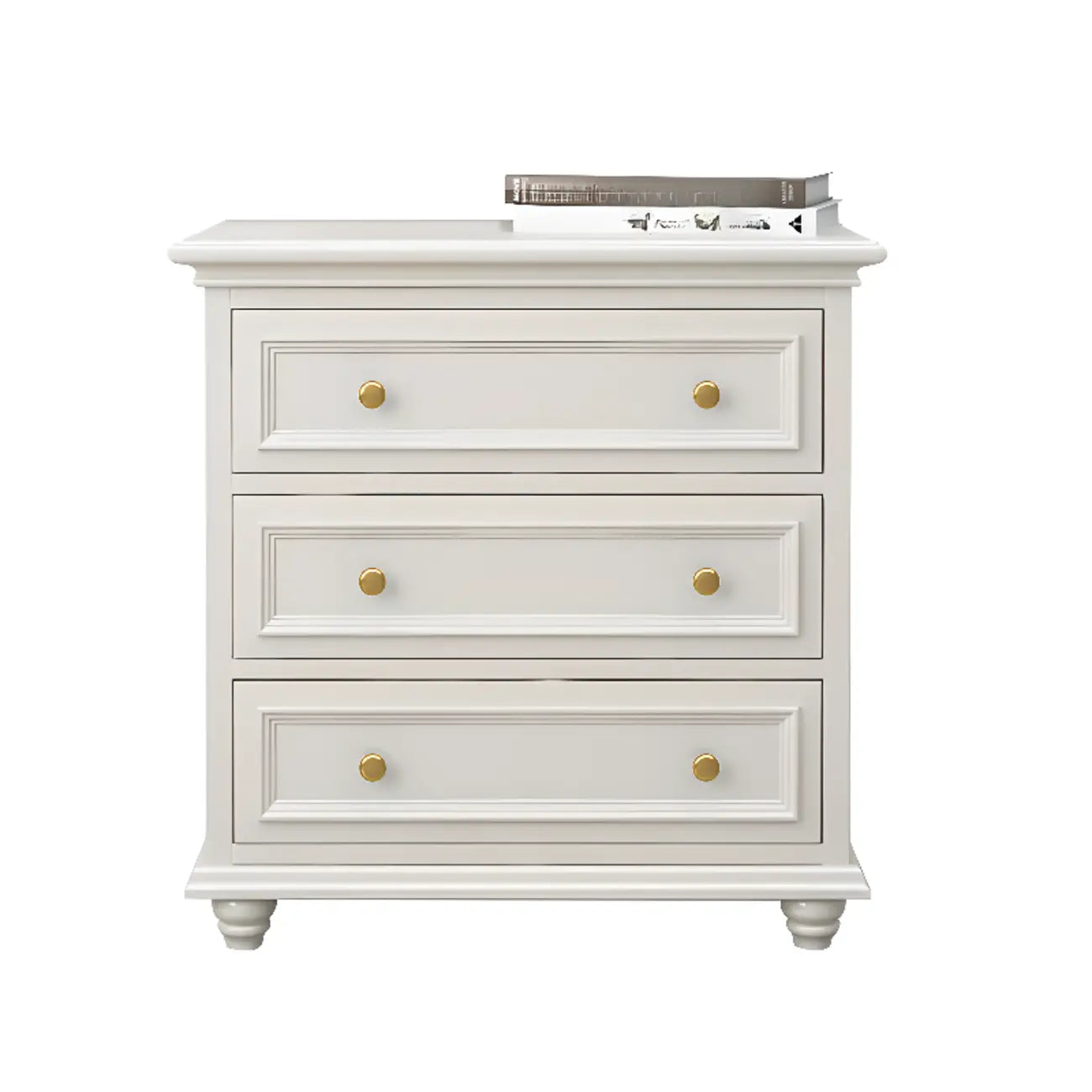 Commode de célibataire en bois blanc de qualité supérieure avec poignée dorée