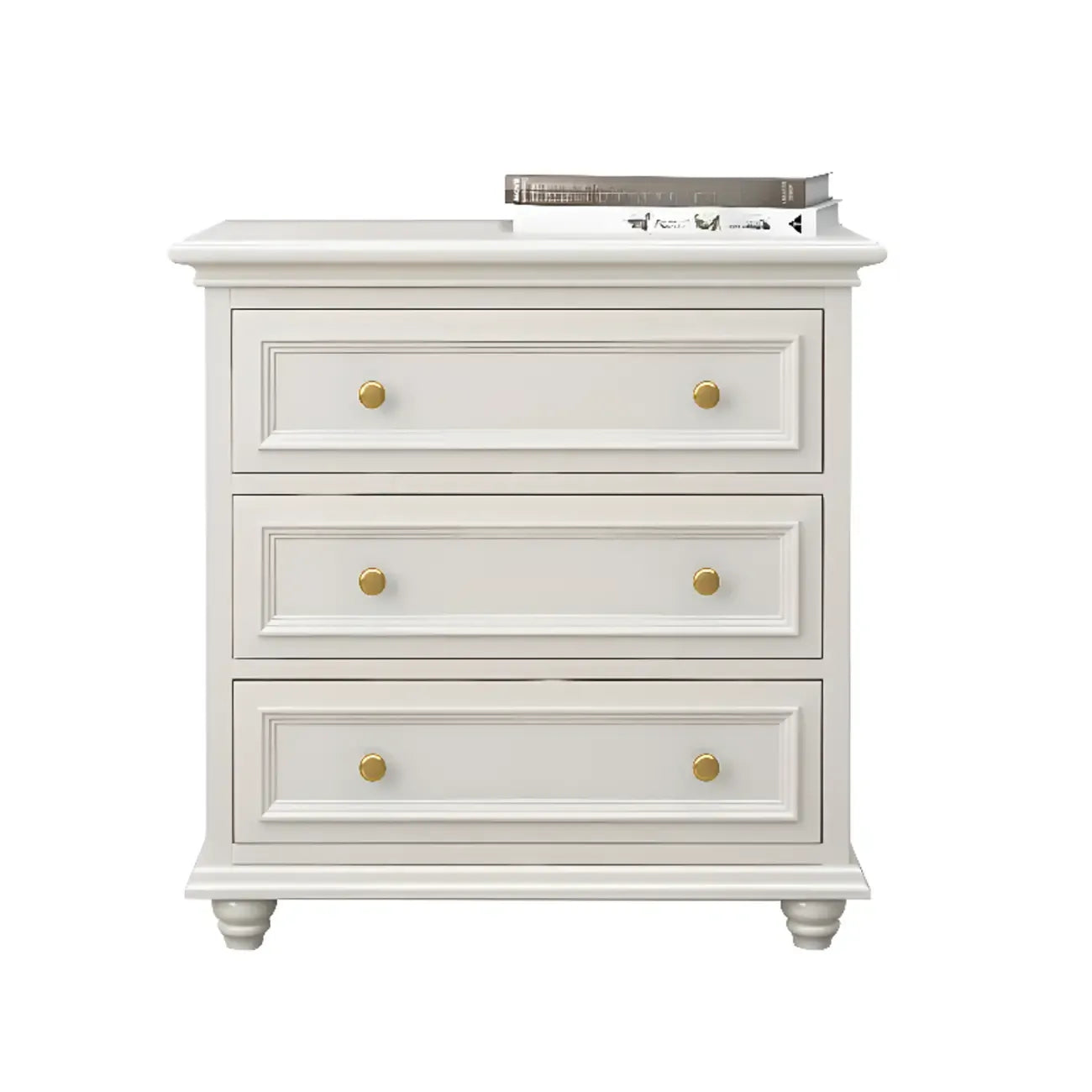 Commode de célibataire en bois blanc de qualité supérieure avec poignée dorée