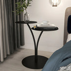 Table de chevet ronde minimaliste en métal à 2 niveaux