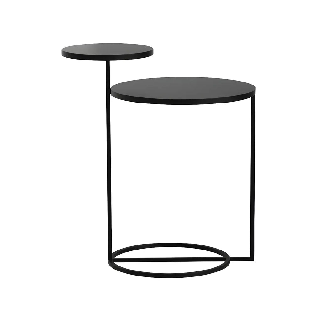 Table de chevet ronde minimaliste en métal à 2 niveaux