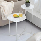 Table de chevet ronde minimaliste en métal à 2 niveaux