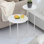 Table de chevet ronde minimaliste en métal à 2 niveaux