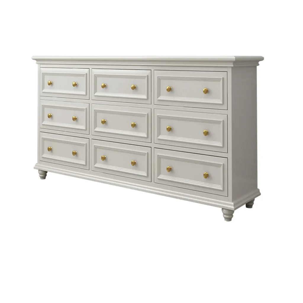 Commode de célibataire en bois blanc de qualité supérieure avec poignée dorée