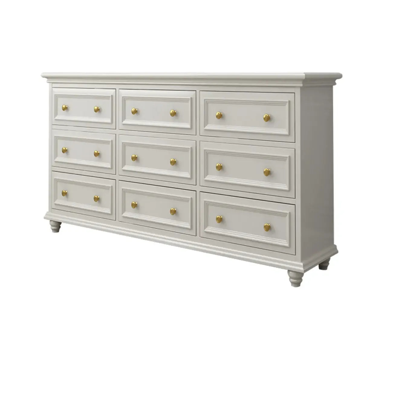 Commode de célibataire en bois blanc de qualité supérieure avec poignée dorée