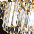 Lustre luxueux en cristal doré à plusieurs niveaux