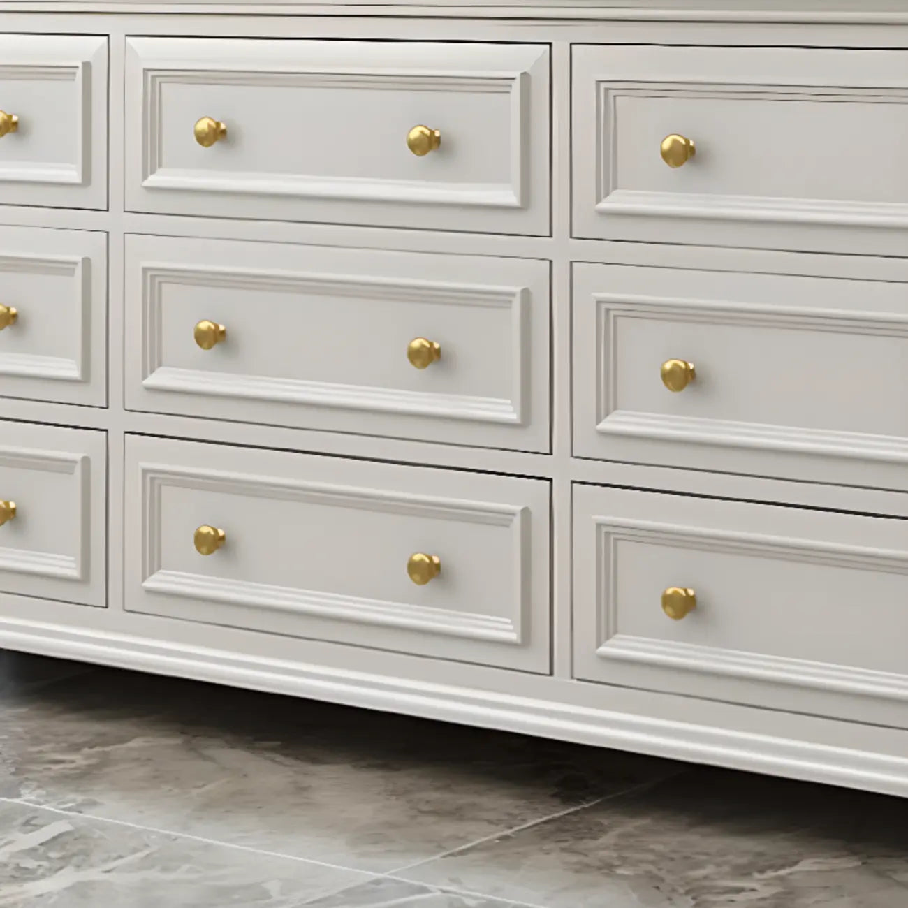 Commode de célibataire en bois blanc de qualité supérieure avec poignée dorée