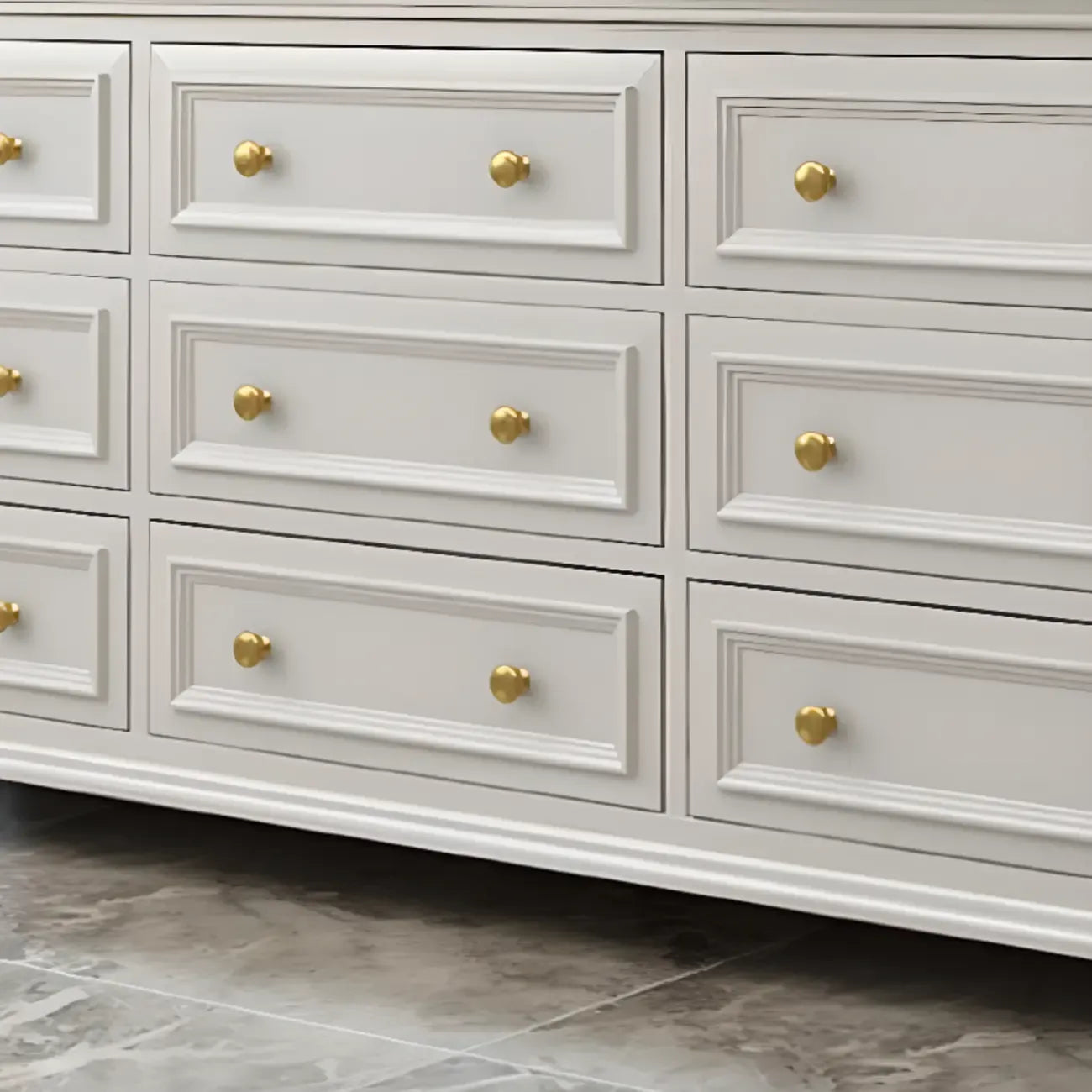 Commode de célibataire en bois blanc de qualité supérieure avec poignée dorée