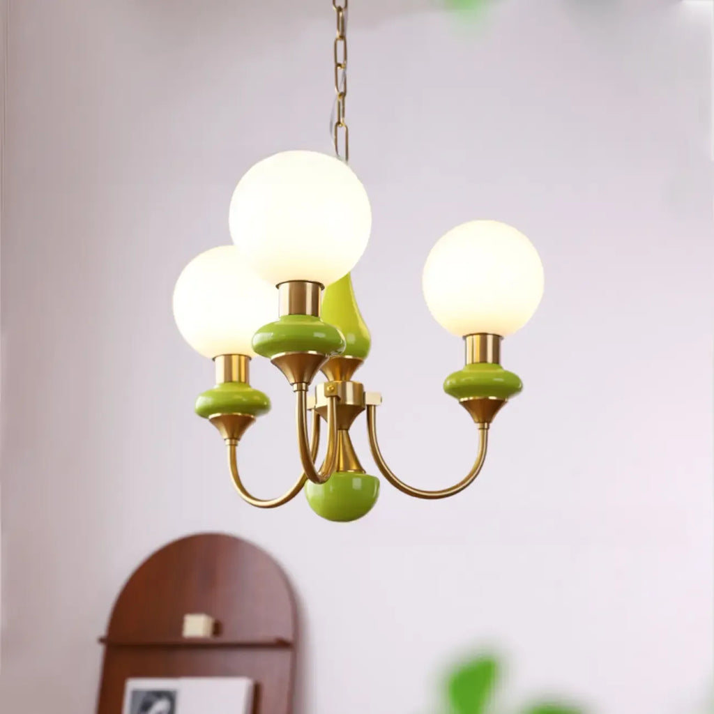 Lampadario moderno a sfera verde regolabile