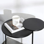 Table de chevet ronde minimaliste en métal à 2 niveaux