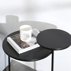 Table de chevet ronde minimaliste en métal à 2 niveaux