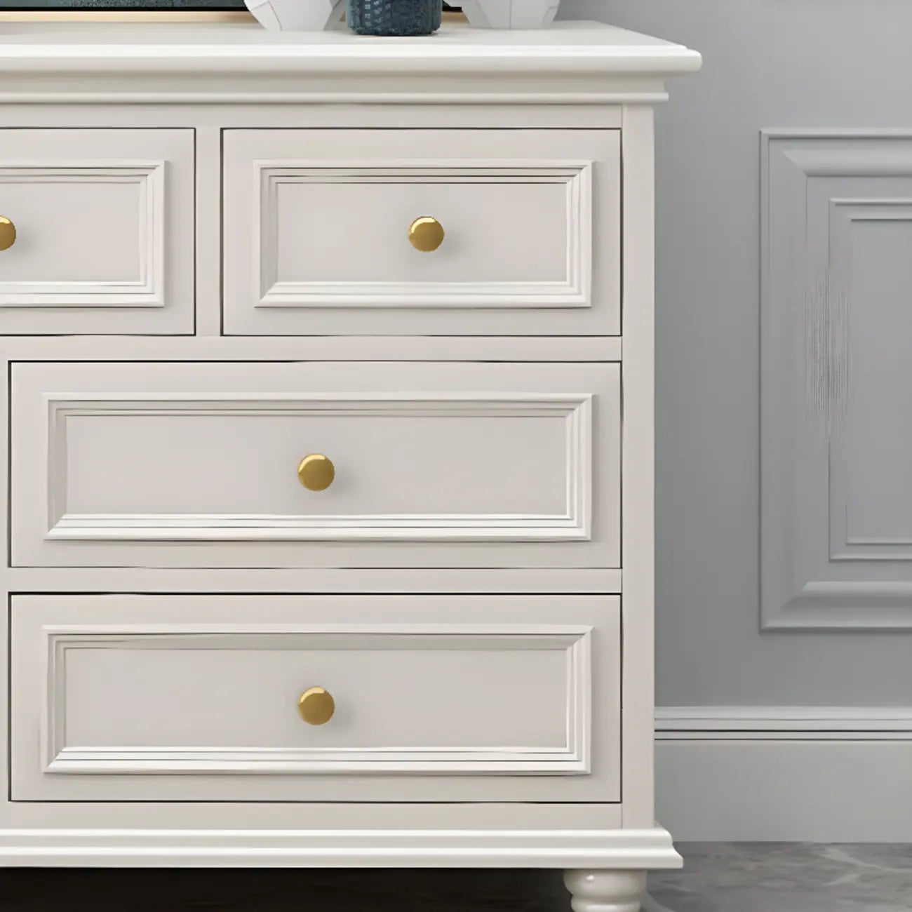 Commode de célibataire en bois blanc de qualité supérieure avec poignée dorée