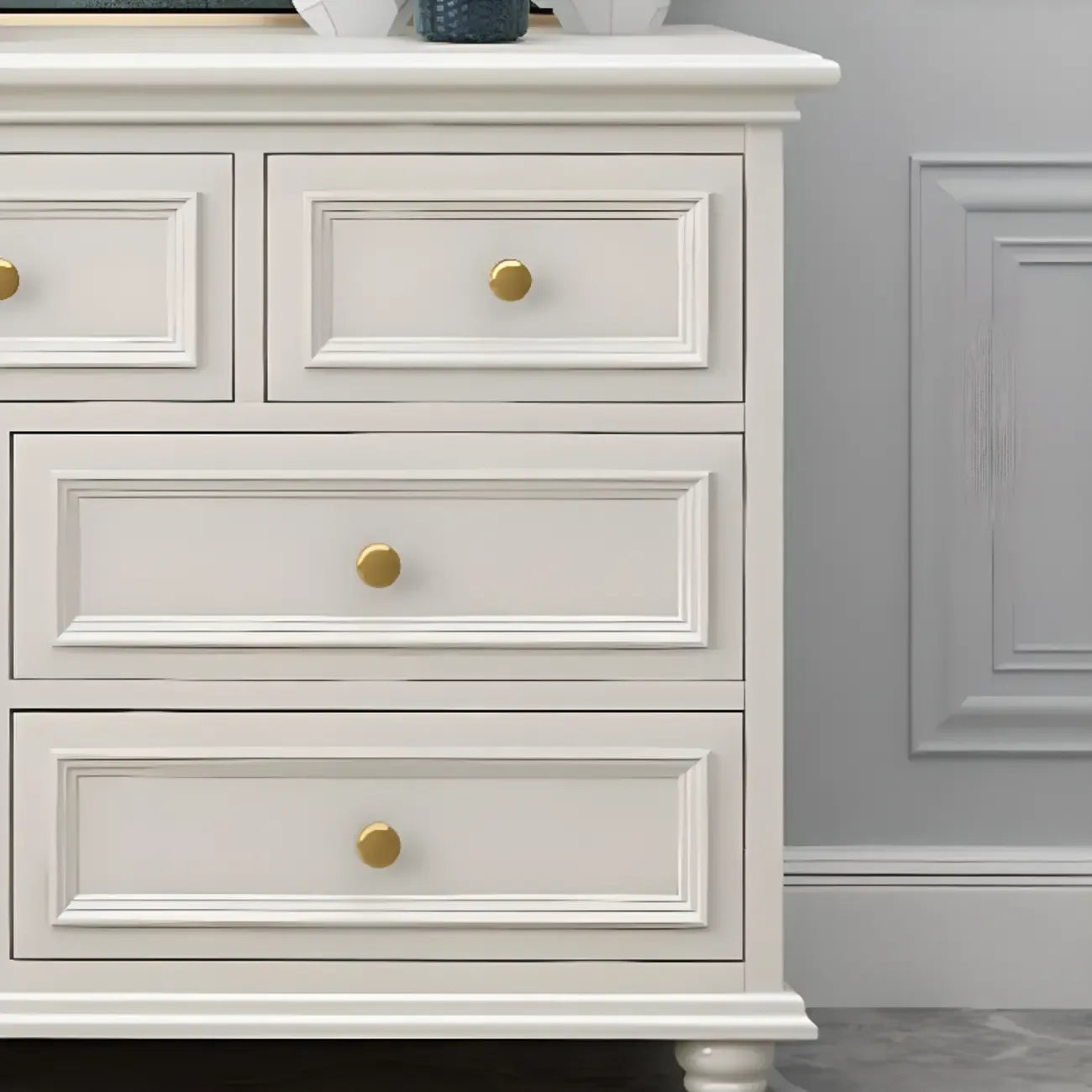 Commode de célibataire en bois blanc de qualité supérieure avec poignée dorée