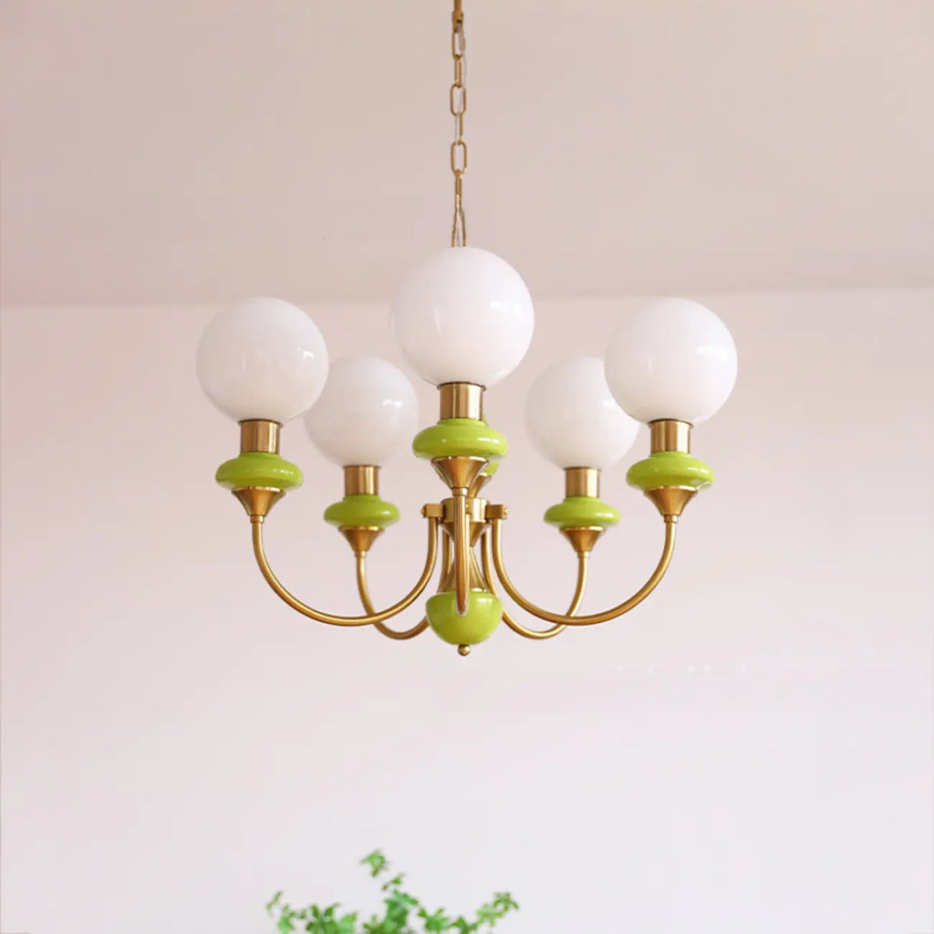 Lampadario moderno a sfera verde regolabile