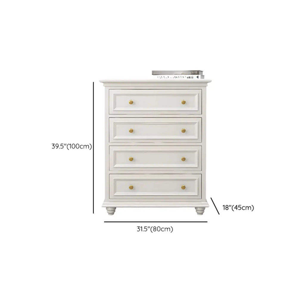 Commode de célibataire en bois blanc de qualité supérieure avec poignée dorée