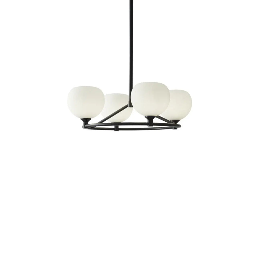 Lustre minimaliste en verre blanc et métal noir