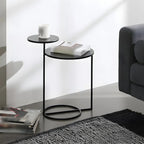 Table de chevet ronde minimaliste en métal à 2 niveaux