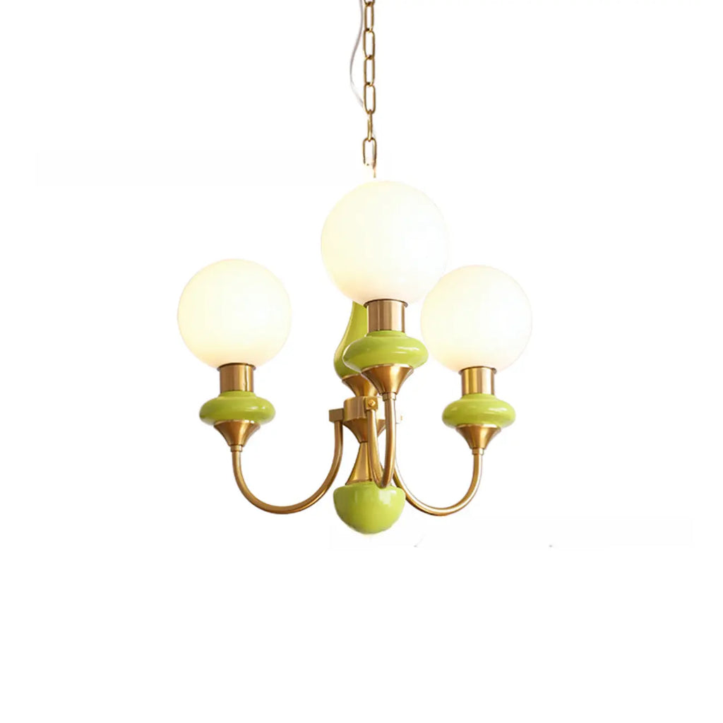 Lampadario moderno a sfera verde regolabile