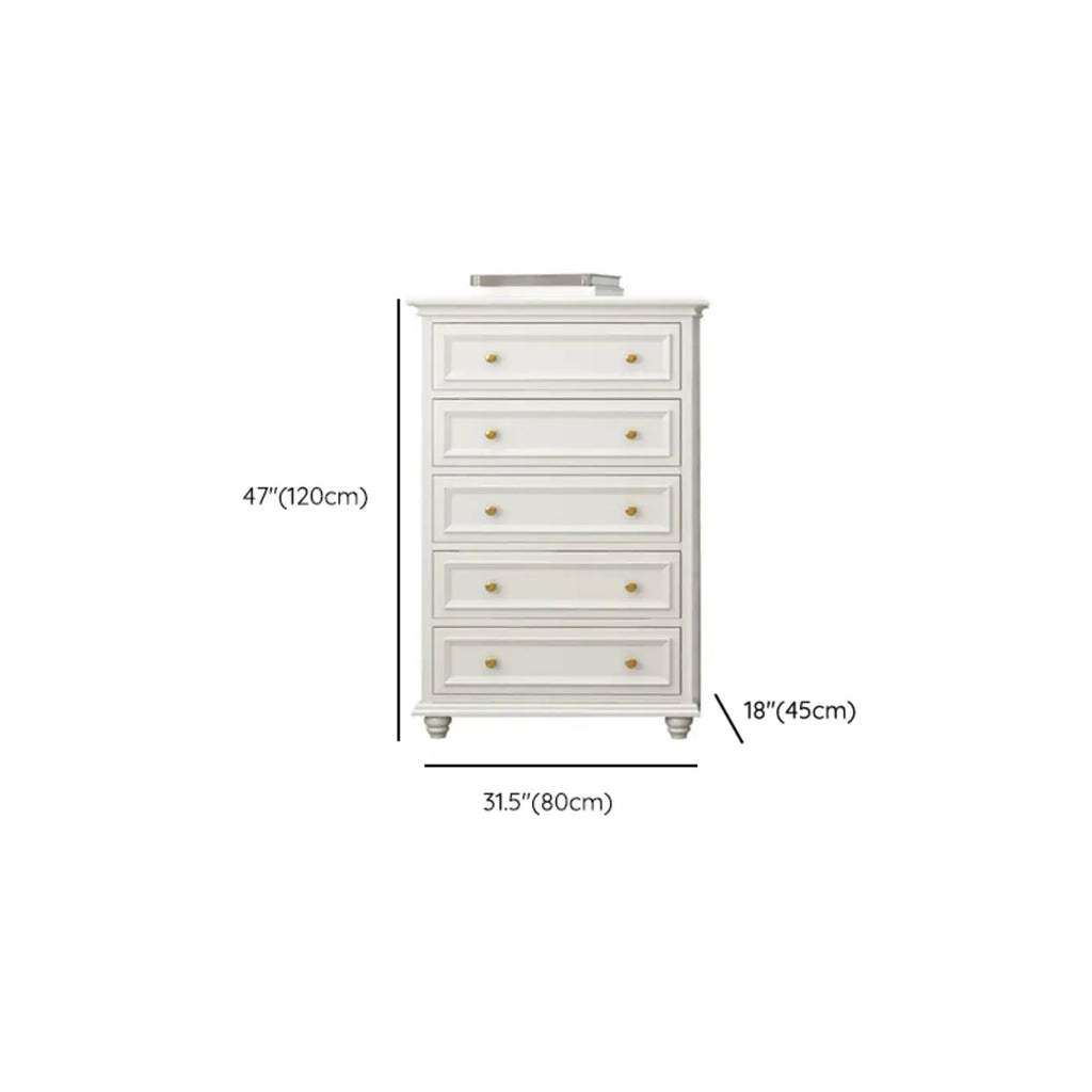 Commode de célibataire en bois blanc de qualité supérieure avec poignée dorée