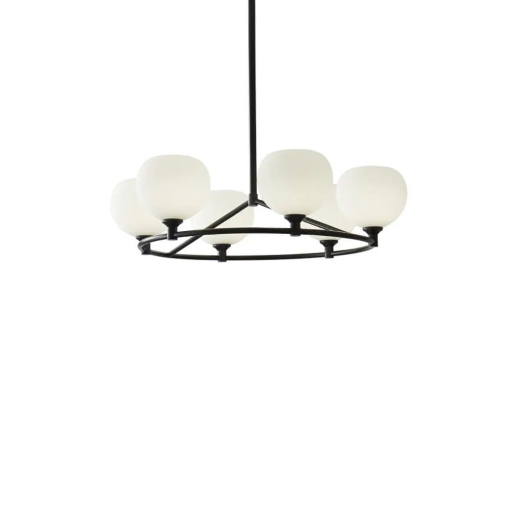 Lustre minimaliste en verre blanc et métal noir