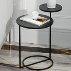 Table de chevet ronde minimaliste en métal à 2 niveaux