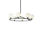 Lustre minimaliste en verre blanc et métal noir