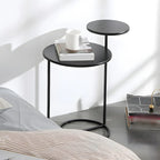 Table de chevet ronde minimaliste en métal à 2 niveaux