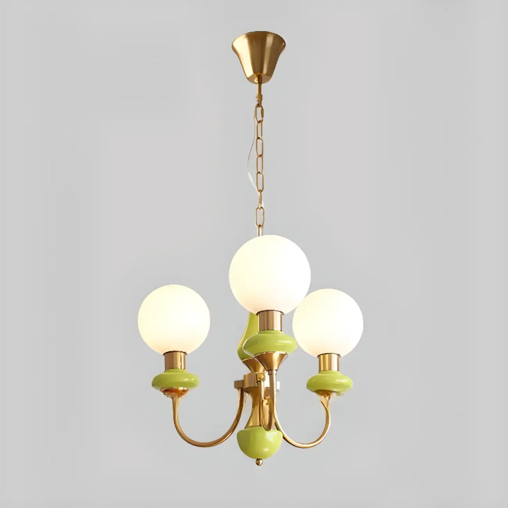 Lampadario moderno a sfera verde regolabile