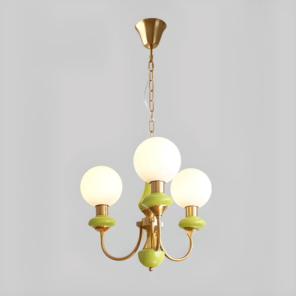 Lampadario moderno a sfera verde regolabile