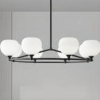 Lustre minimaliste en verre blanc et métal noir