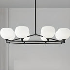 Lustre minimaliste en verre blanc et métal noir