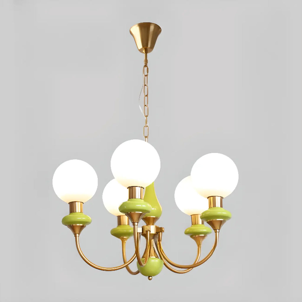 Lampadario moderno a sfera verde regolabile