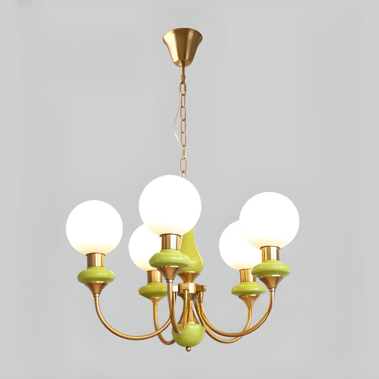 Lampadario moderno a sfera verde regolabile
