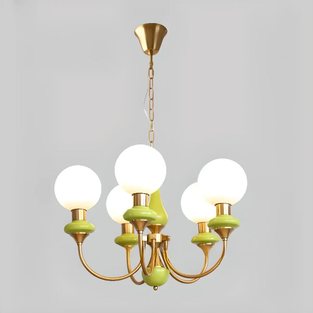 Lampadario moderno a sfera verde regolabile