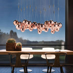 Lampadario a 3 luci con mini sfere in vetro a LED dal design moderno