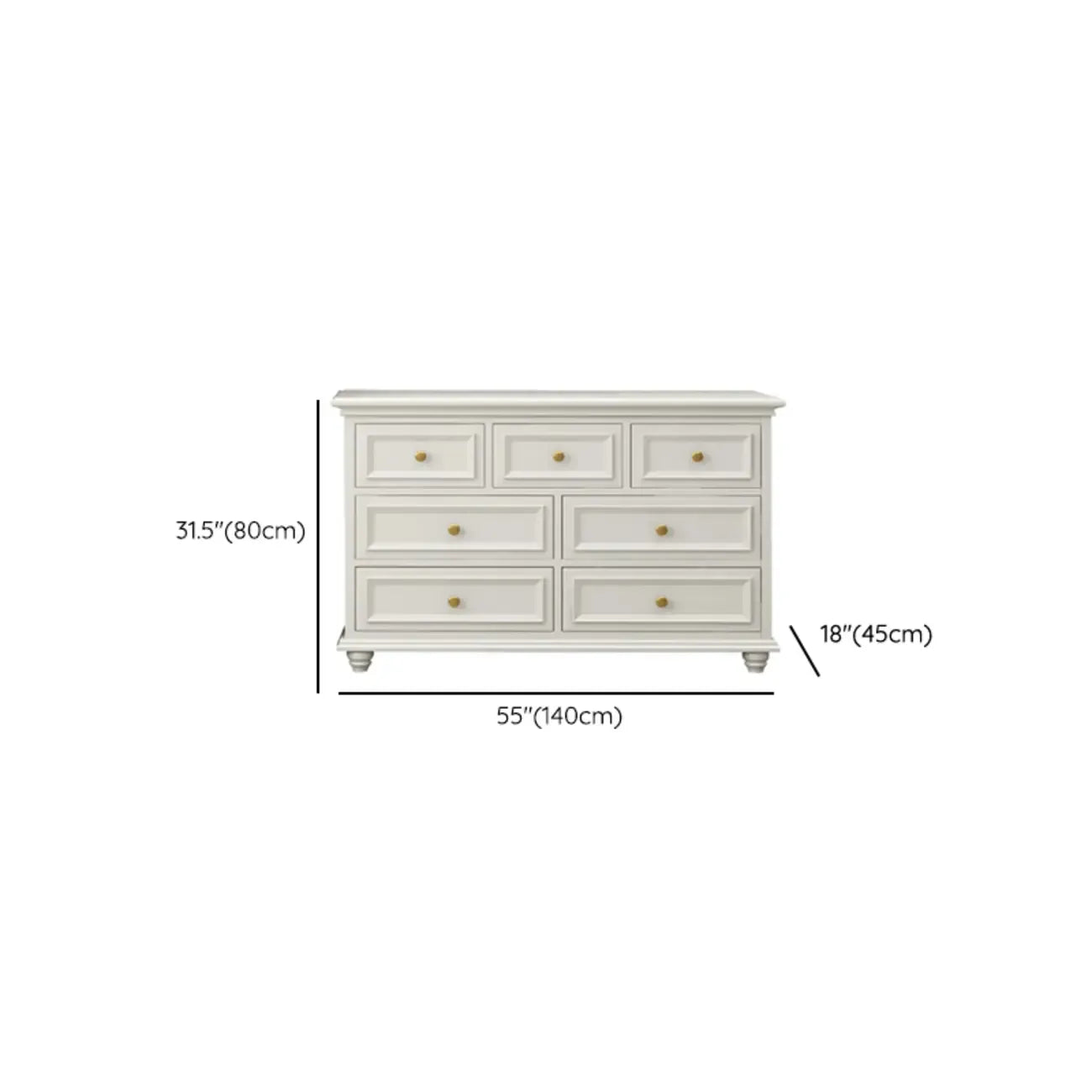 Commode de célibataire en bois blanc de qualité supérieure avec poignée dorée
