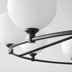 Lustre minimaliste en verre blanc et métal noir