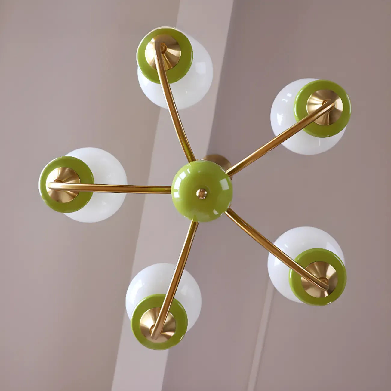 Lampadario moderno a sfera verde regolabile