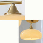 Lustre contemporain en bois et verre jaune laiteux