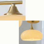 Lustre contemporain en bois et verre jaune laiteux