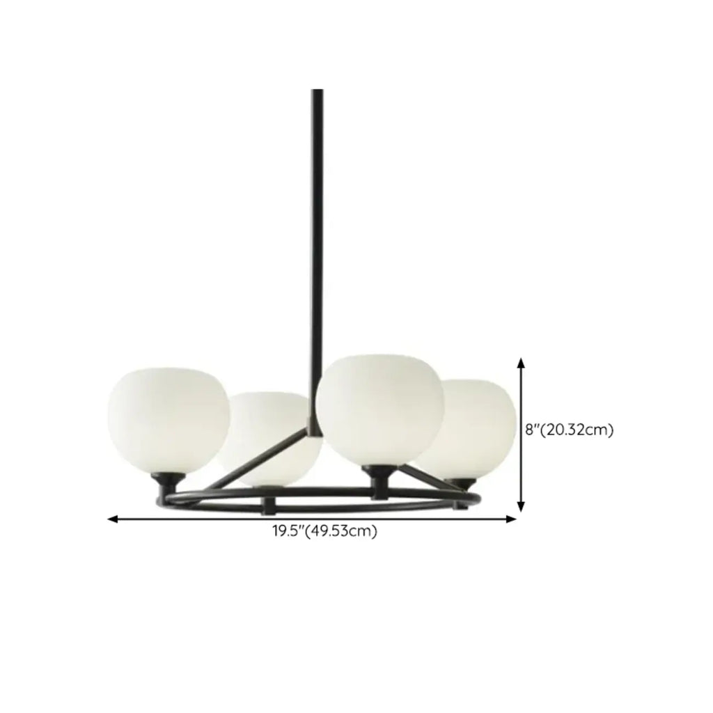 Lustre minimaliste en verre blanc et métal noir